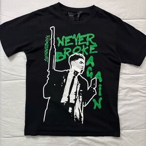 VLONE Black Tee with Green and White Graphic